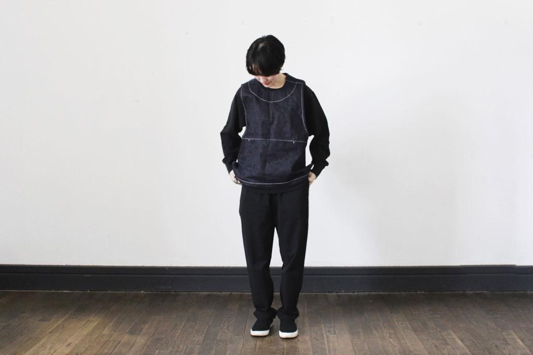 NAKASHI 牛仔圍裙背心（白色縫線） image 8