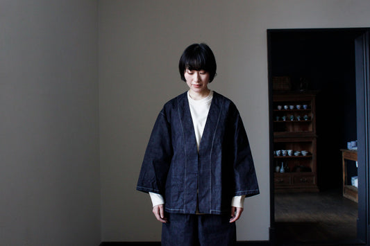 NAKASHI 牛仔半袢外套（白色縫線）