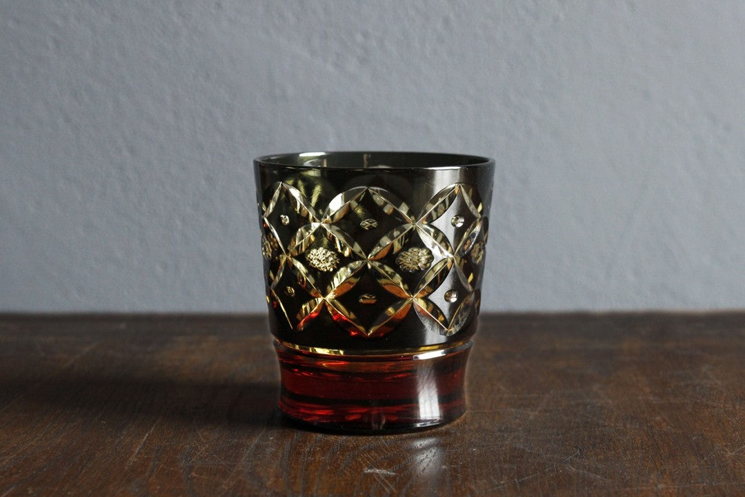 深川硝子工芸 花七宝 オールド 黒琥珀 image 1