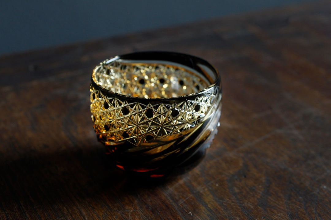深川玻璃工藝雅酒杯，黑色琥珀色 image 2