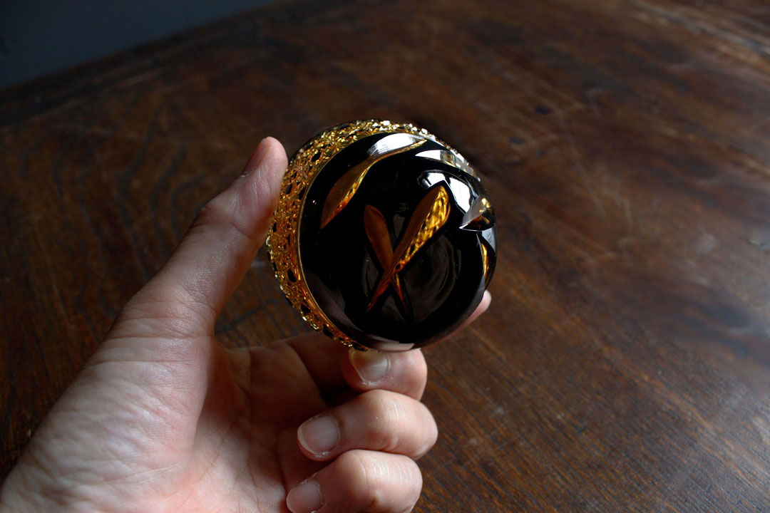 深川玻璃工藝雅酒杯，黑色琥珀色 image 3